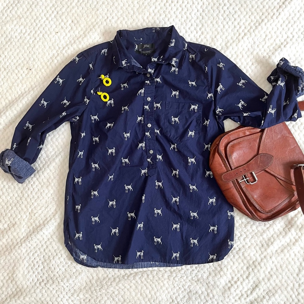 J Crew Dalmatian Print Blouse